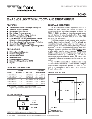 TC1055-2.7VCT Datasheet PDF TelCom Semiconductor Inc => Microchip