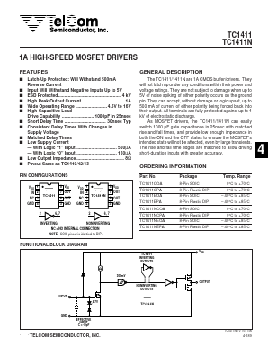 TC1411N Datasheet PDF TelCom Semiconductor Inc => Microchip