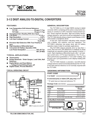 TC7126A Datasheet PDF TelCom Semiconductor Inc => Microchip