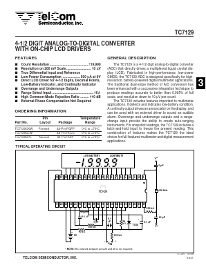 TC7129CPL Datasheet PDF TelCom Semiconductor Inc => Microchip