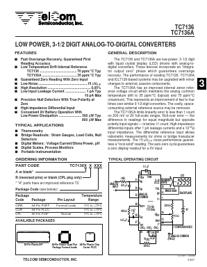 TC7136ARCPL Datasheet PDF TelCom Semiconductor Inc => Microchip
