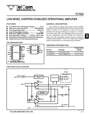 TC7652CPA Datasheet PDF TelCom Semiconductor Inc => Microchip