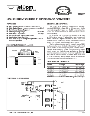TC962CPA Datasheet PDF TelCom Semiconductor Inc => Microchip