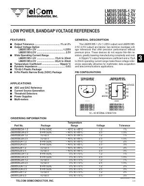 LM385COA-1.2 Datasheet PDF TelCom Semiconductor Inc => Microchip