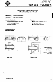 TCA830A Datasheet PDF Telefunken Licences GmbH