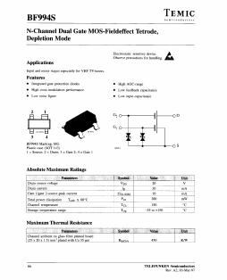 BF994S Datasheet PDF Temic Semiconductors