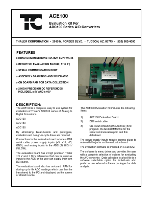 ACE100 Datasheet PDF Thaler Corporation