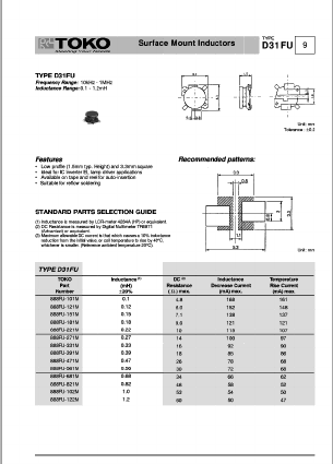 888FU-102M Datasheet PDF Toko America Inc 