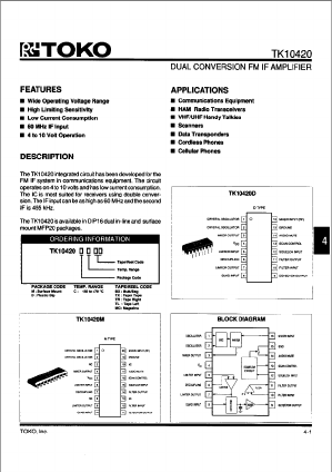 TK10420MCTX Datasheet PDF Toko America Inc 