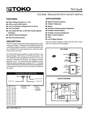 TK11320BMCL Datasheet PDF Toko America Inc 