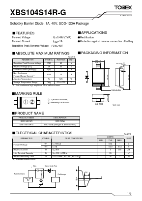 XBS104S14R-G Datasheet PDF TOREX SEMICONDUCTOR