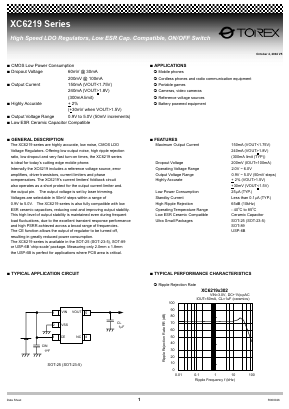 XC6219B11APL Datasheet PDF TOREX SEMICONDUCTOR