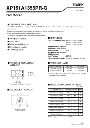 XP161A1355PR-G Datasheet PDF TOREX SEMICONDUCTOR