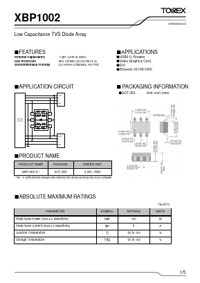 XBP1002-G Datasheet PDF TOREX SEMICONDUCTOR