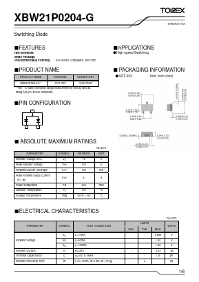 XBW21P0204-G Datasheet PDF TOREX SEMICONDUCTOR