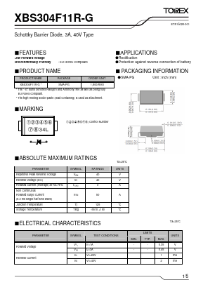 XBS304F11R-G Datasheet PDF TOREX SEMICONDUCTOR