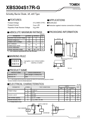 XBS304S17R-G Datasheet PDF TOREX SEMICONDUCTOR