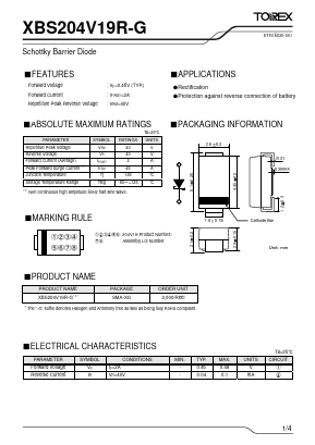 XBS204V19R-G Datasheet PDF TOREX SEMICONDUCTOR