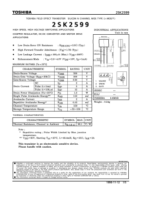 K2599 Datasheet PDF Toshiba