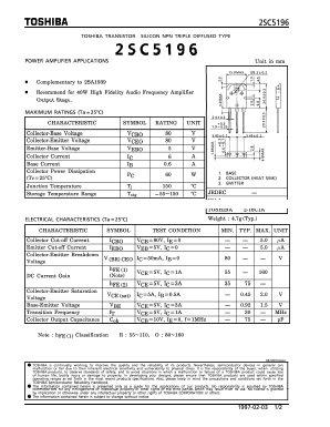 2SC5196 Datasheet PDF Toshiba