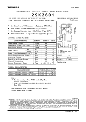 K2601 Datasheet PDF Toshiba