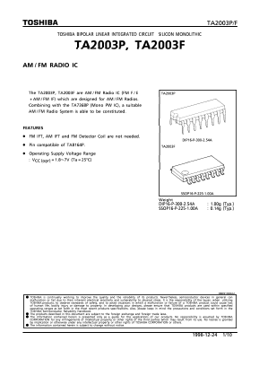 TA2003F Datasheet PDF Toshiba