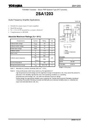 2SA1203 Datasheet PDF Toshiba