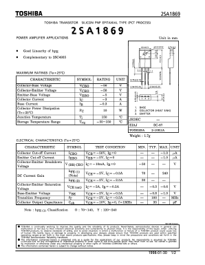 2SA1869 Datasheet PDF Toshiba