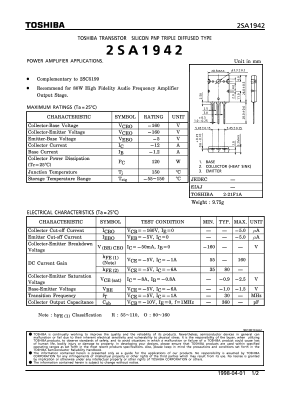 2SA1942 Datasheet PDF Toshiba