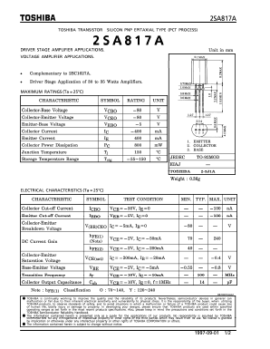 2SA817A Datasheet PDF Toshiba