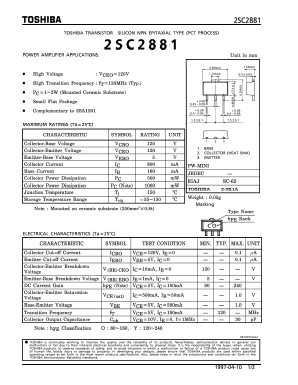 2SC2881 Datasheet PDF Toshiba