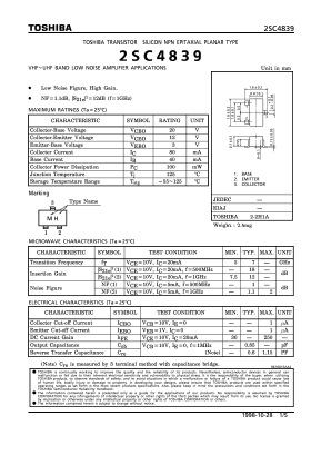 2SC4839 Datasheet PDF Toshiba