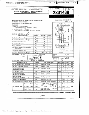 2SD1438 Datasheet PDF Toshiba