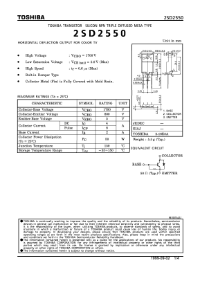 2SD2550 Datasheet PDF Toshiba