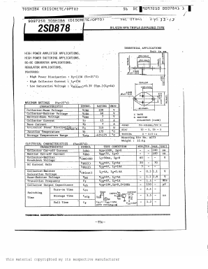D878 Datasheet PDF Toshiba
