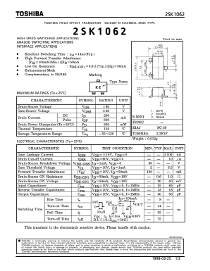 2SK1062 Datasheet PDF Toshiba