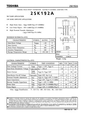 2SK192A Datasheet PDF Toshiba