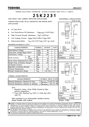 2SK2231Q Datasheet PDF Toshiba