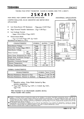 K2417 Datasheet PDF Toshiba