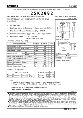 2SK2882 Datasheet PDF Toshiba
