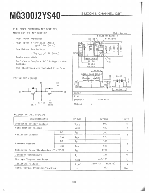 MG300J2YS40 Datasheet PDF Toshiba