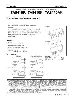 TA8410 Datasheet PDF Toshiba
