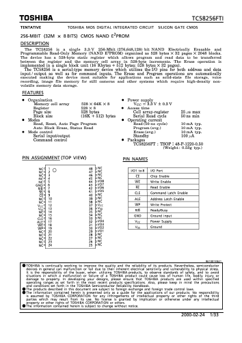 TC58256FTI Datasheet PDF Toshiba