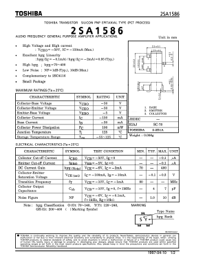 2SA1586 Datasheet PDF Toshiba