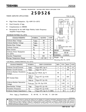 2SD526 Datasheet PDF Toshiba