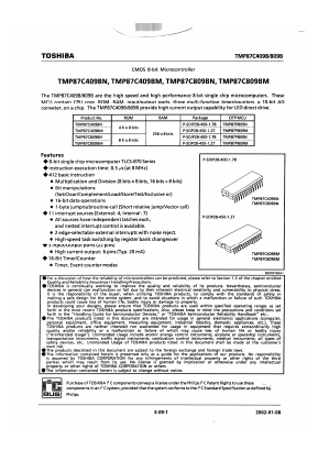TMP87C809B Datasheet PDF Toshiba