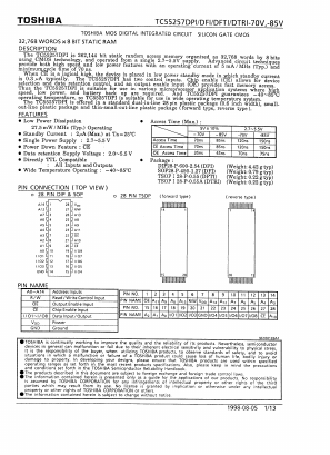 TC55257DFI-70V Datasheet PDF Toshiba