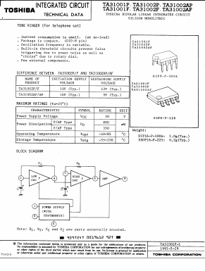 TA31001F Datasheet PDF Toshiba