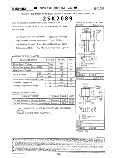 2SK2089 Datasheet PDF Toshiba