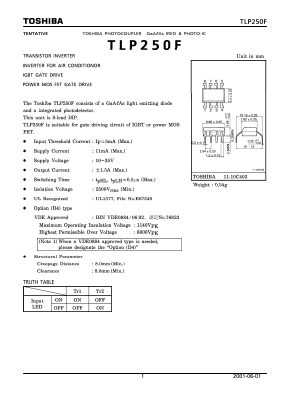 TLP250F Datasheet PDF Toshiba
